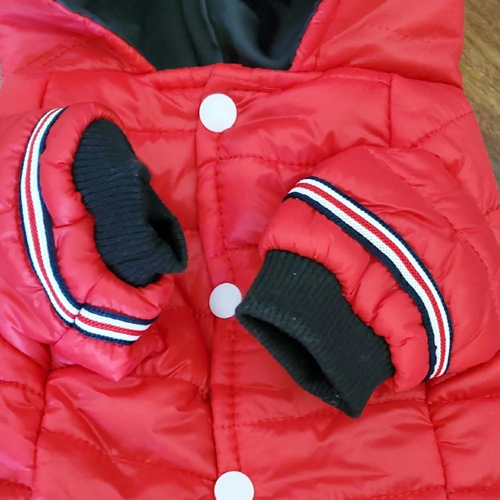 NWOT Red Hooded Puffer Dog Jacket - Picture 3 of 12